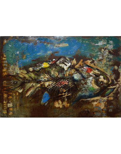Metall Wandbild Fisch 120cm x 80cm