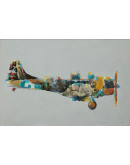 Öl-Wandbild Flugzeug 60cm x 90cm